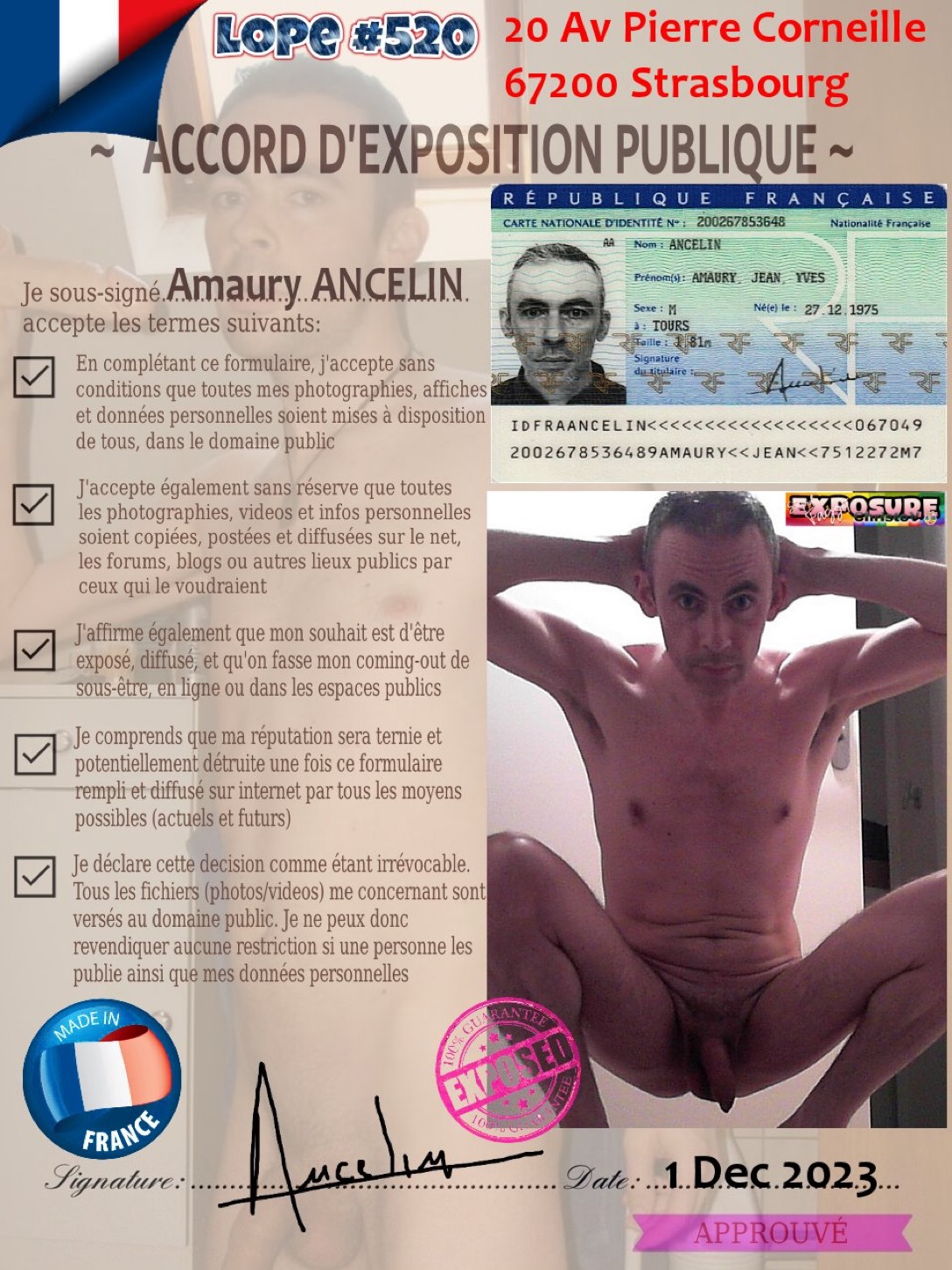 Accord d’exposition publique de la lope Amaury Ancelin 