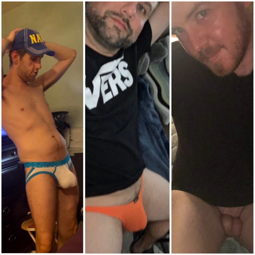 2 real men with real bulges showing a fag its place. Huge dicks.