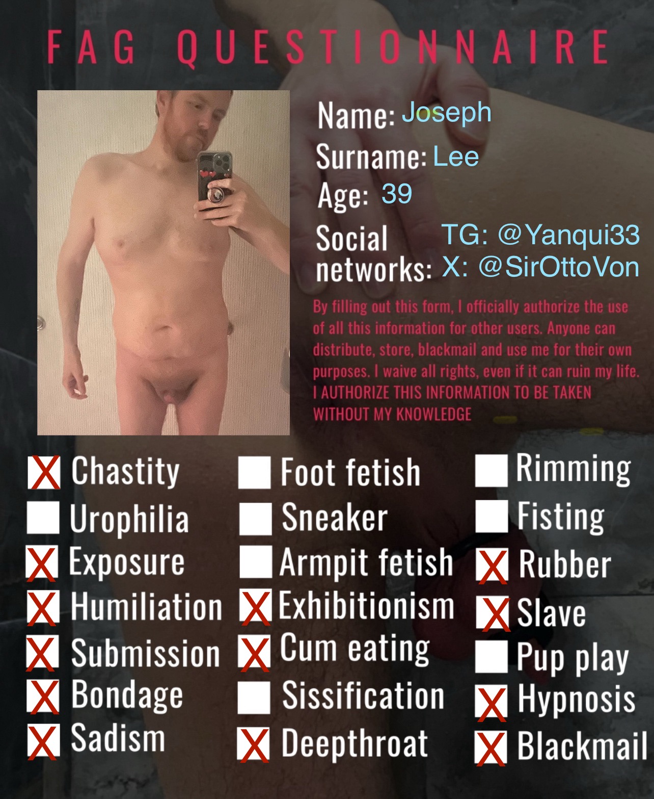 Blackmail faggot Joseph Ray Lee