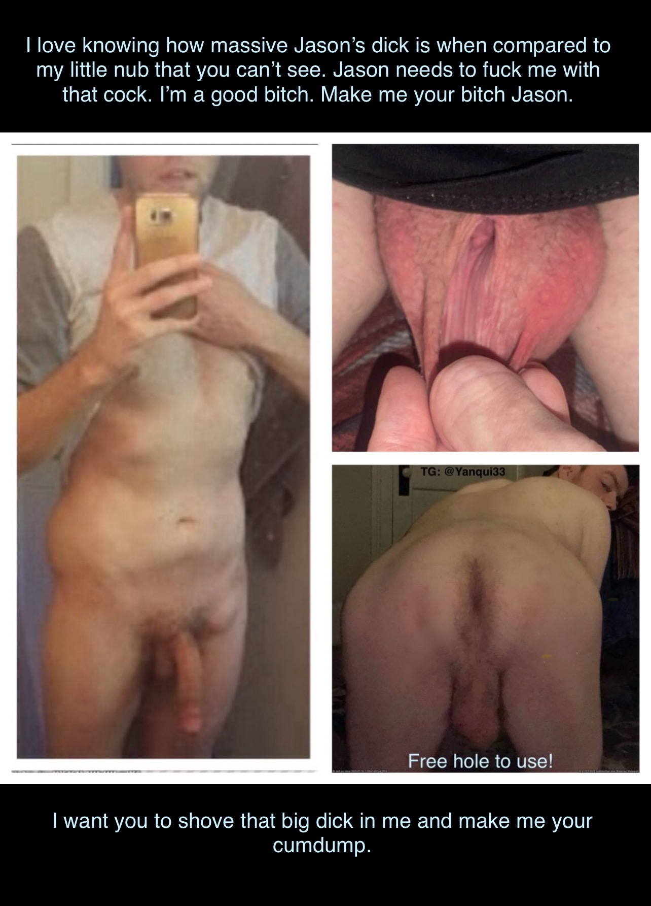 Hung Jason showing off real cock to dickless fag.