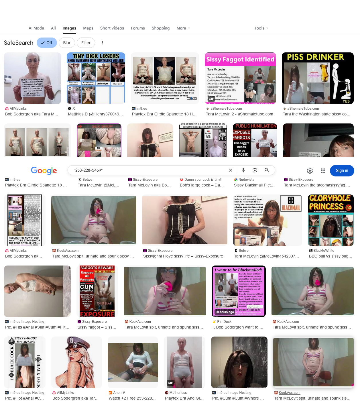 Google search 253-228-5469 cell # of Bob Sodergren on 10-16-2025