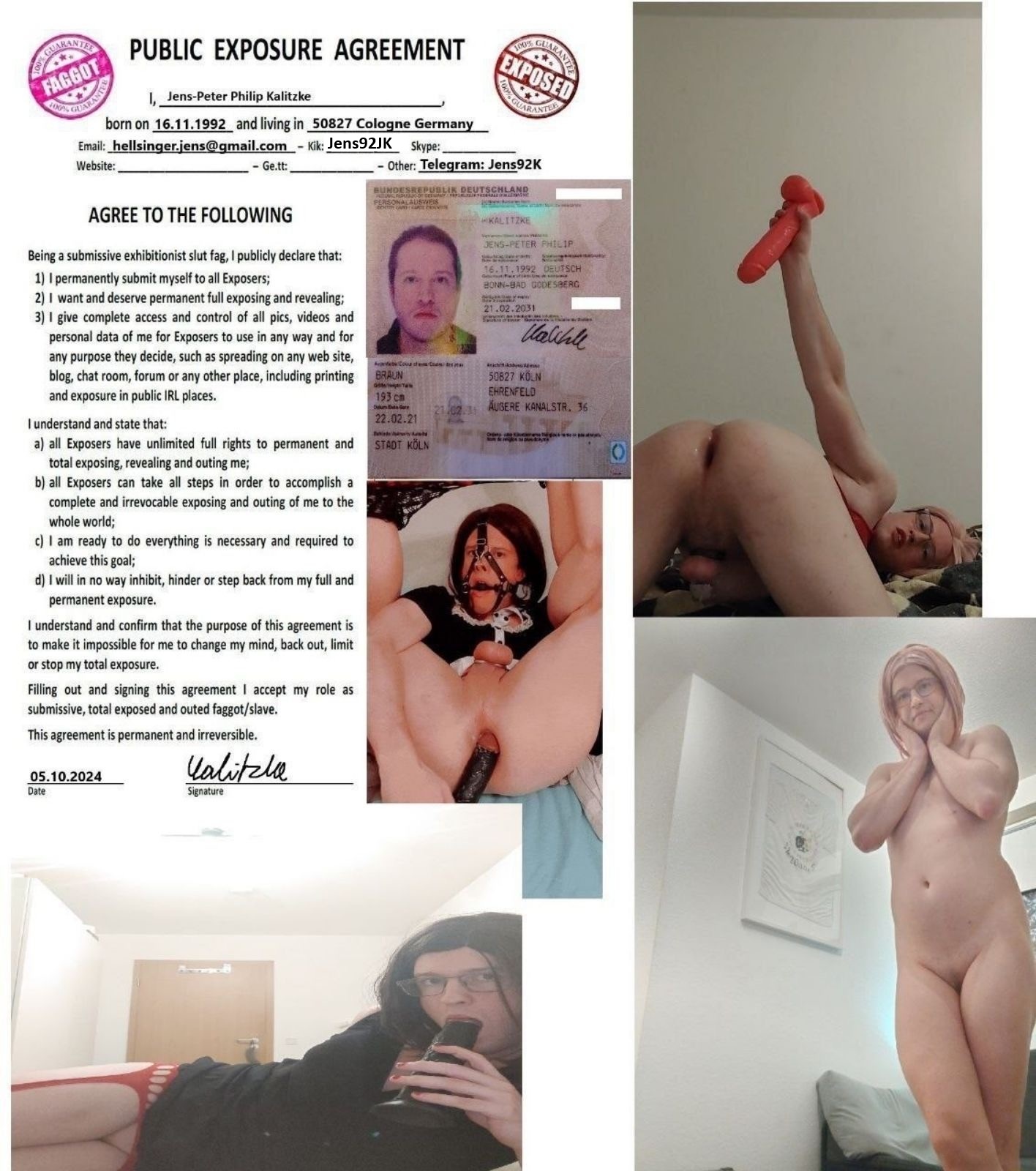 Public Exposure Agreement of Sissy Jen aka Jens-Peter Kalitzke