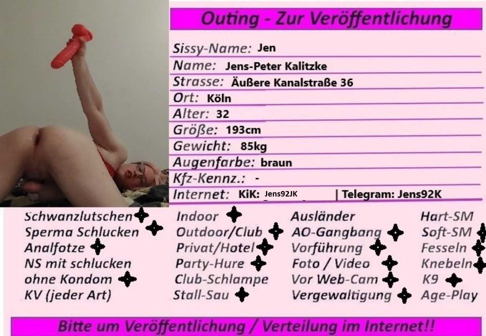 Sissy Jen Kalitzke outing ID