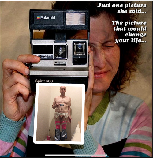 Bob Sodergren from Federal Way, WA Caught on camera wearing bra, garter pink hose and tiny dick out