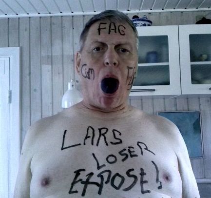 Loser fag Lars gagged and written on