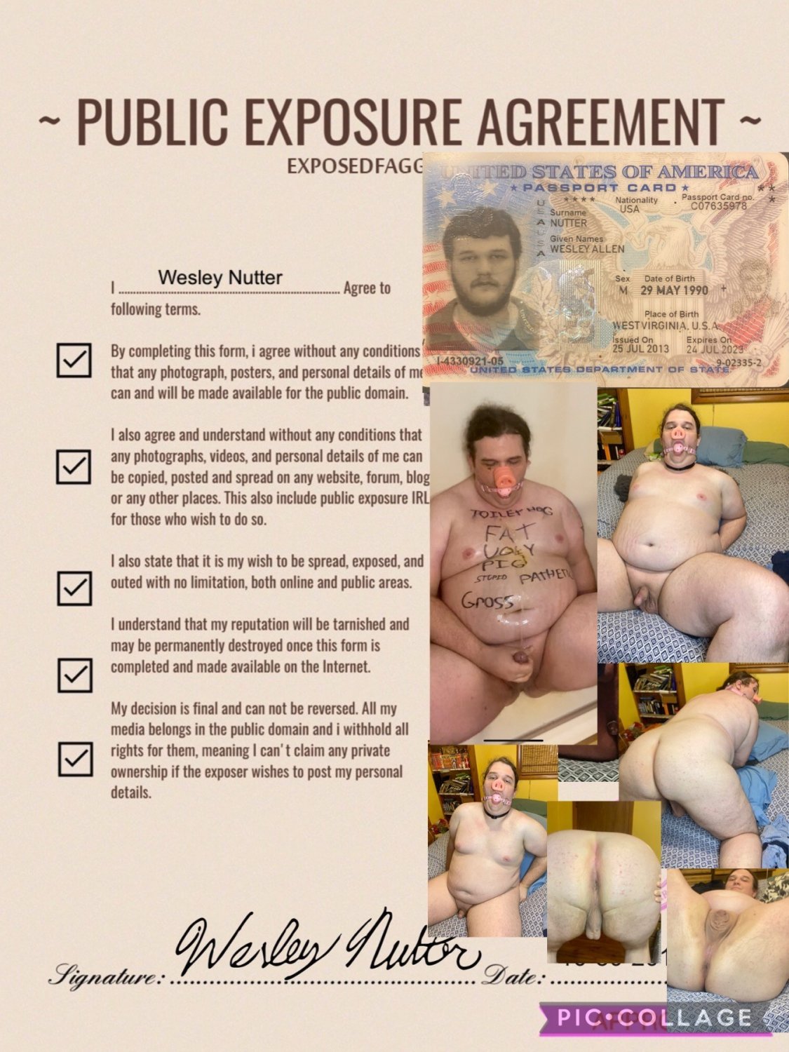 Wesley Nutter public exposure agreement