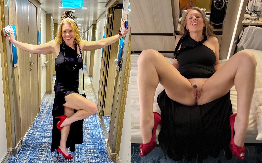 Kelli on holiday cruise celebrating the New Year