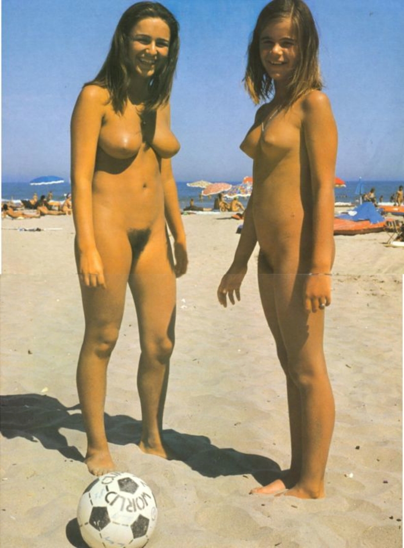 mom and daughter vintage nudist