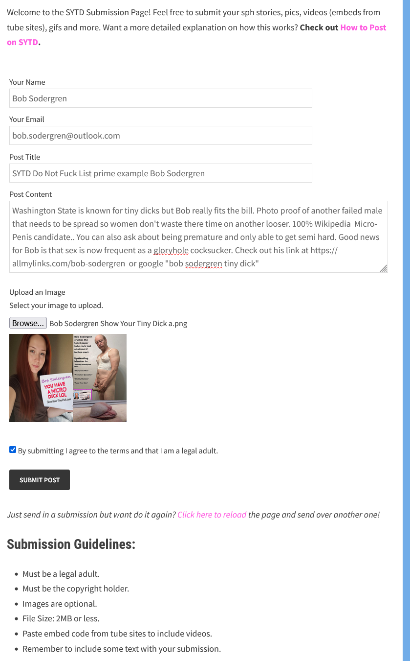 2.8" Micro-penis man Bob Sodergren Submit's to ShowYourTinyDick Screenshot 2026-02-15 Federal Way WA