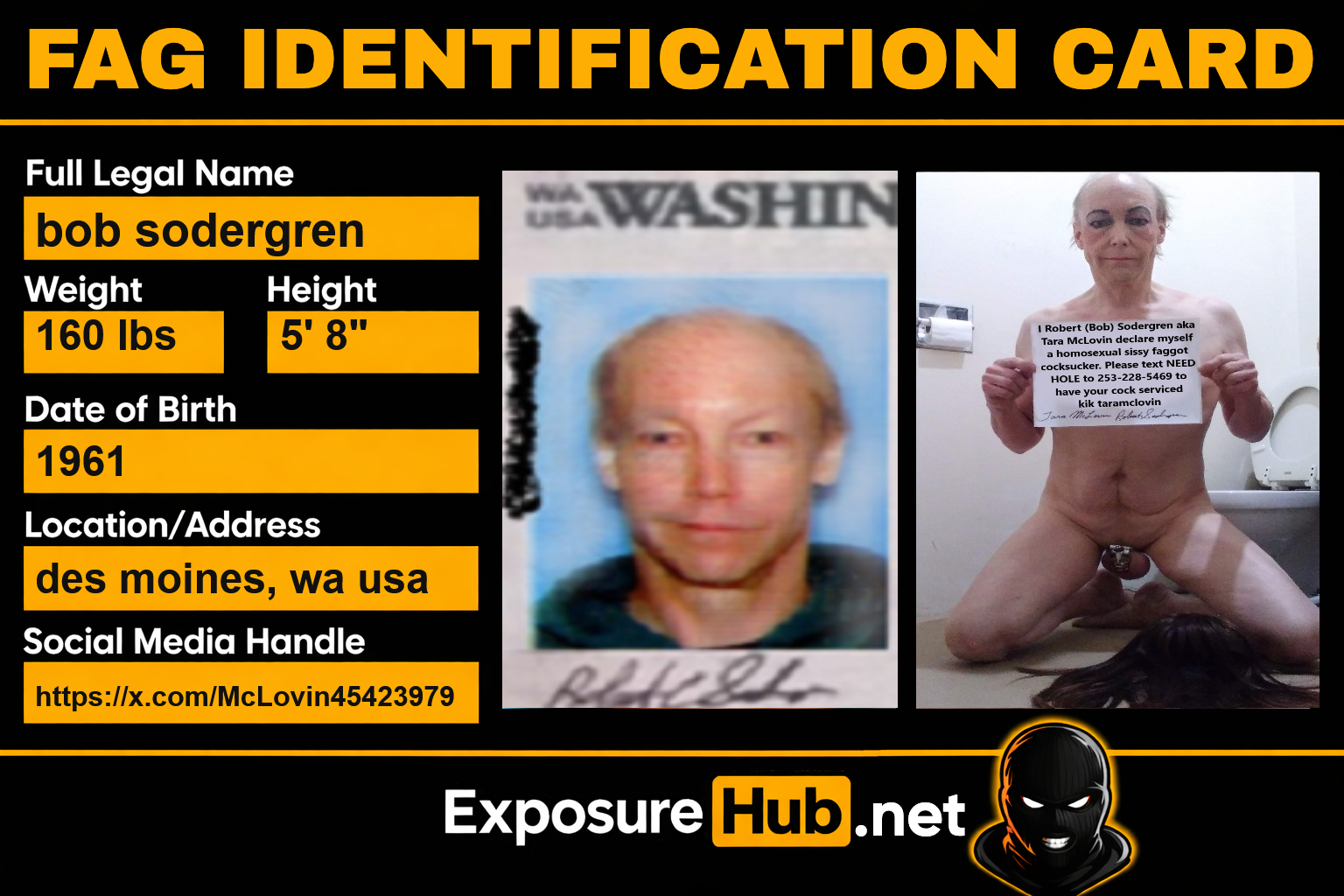 Fag Identification card Bob Sodergren of Federal Way, WA exposurehub.net 