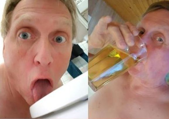 Faggot Lars Hviid drinks it all up