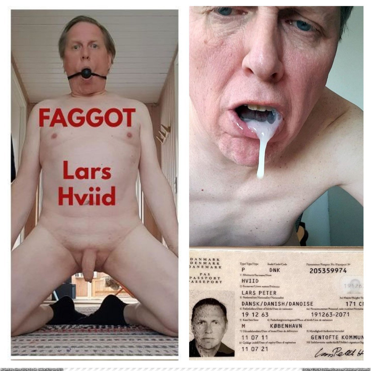 faggot loser Lars Hviid shown with ID and cum