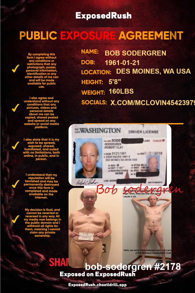 Public Exposure Agreement Bob Sodergren on ExposureRush sissy cocksucker gloryhole slut whore cunt 