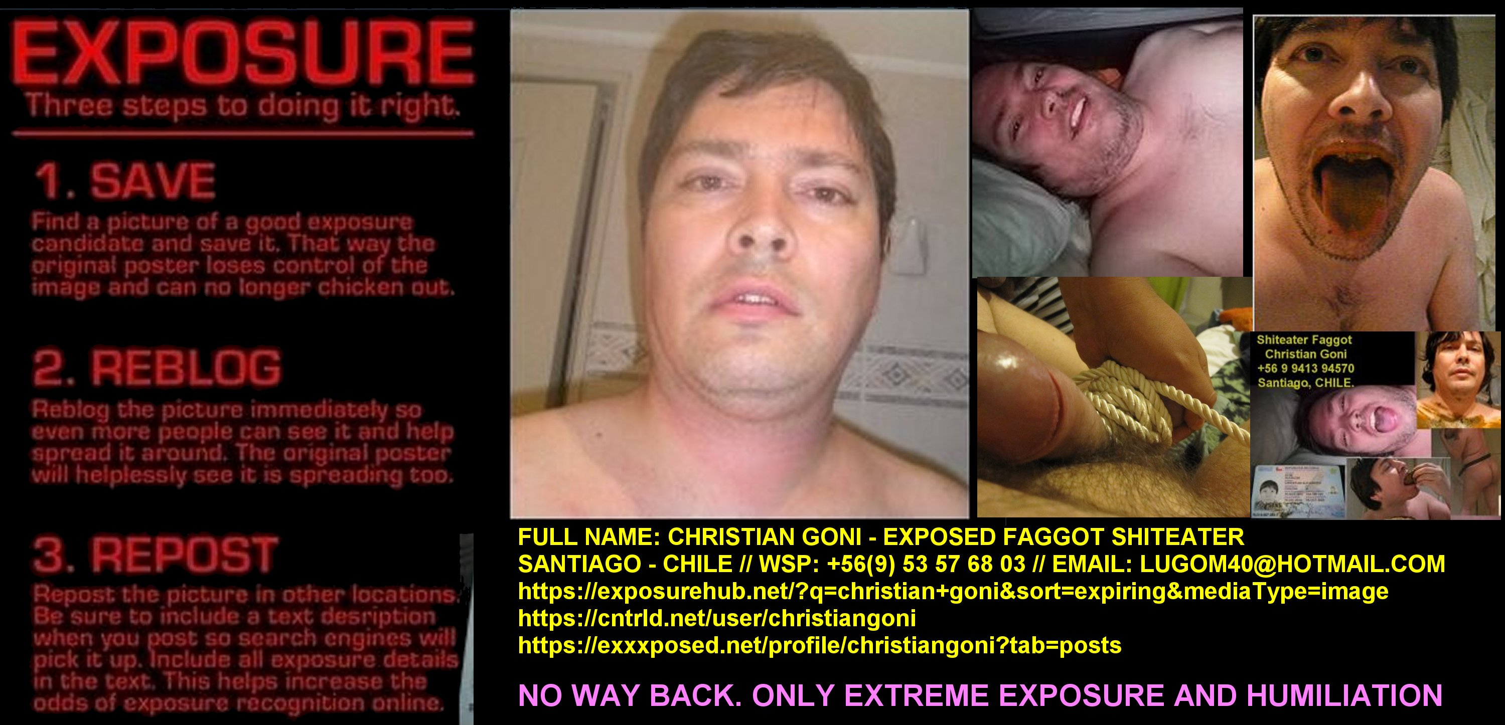 christian goni exposed faggot shiteater loser ruined exposure