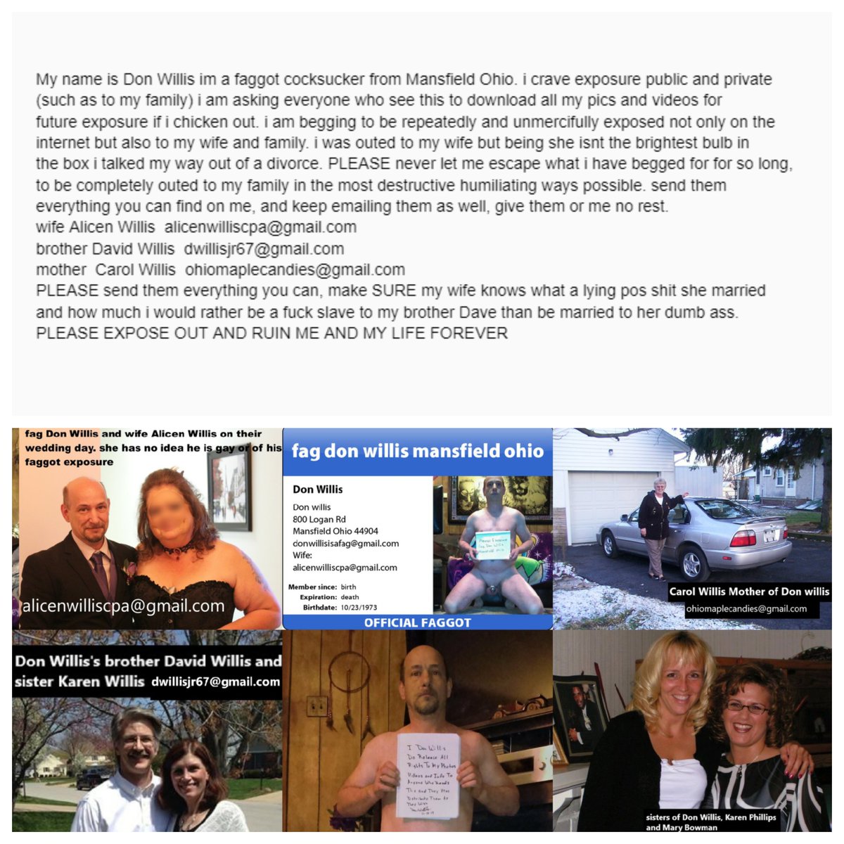 How to help fag Don Willis with full exposure and ruin