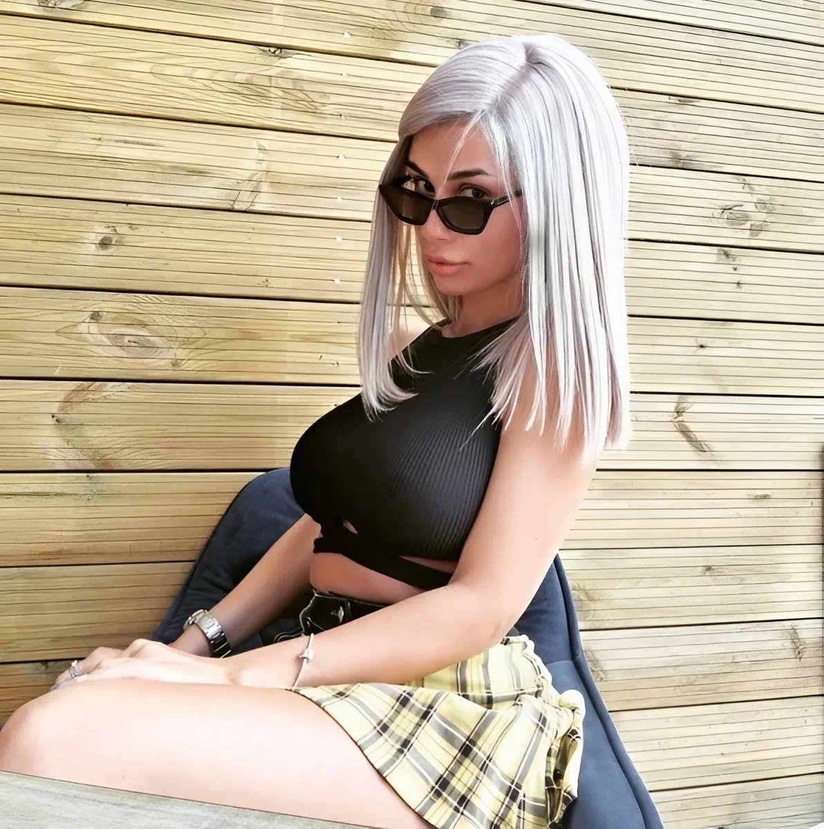 Skirt Babe Boobs Out and Pussy Tease