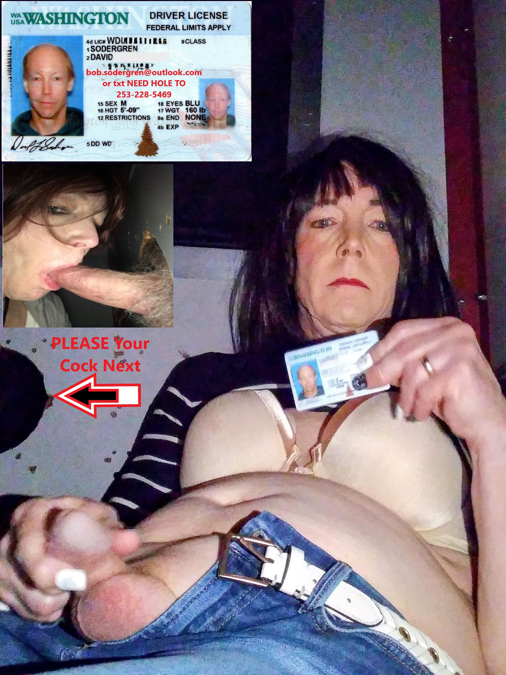 David Sodergren sharing drivers license in APV2 gloryhole booth I WANT TO SUCK YOUR COCK