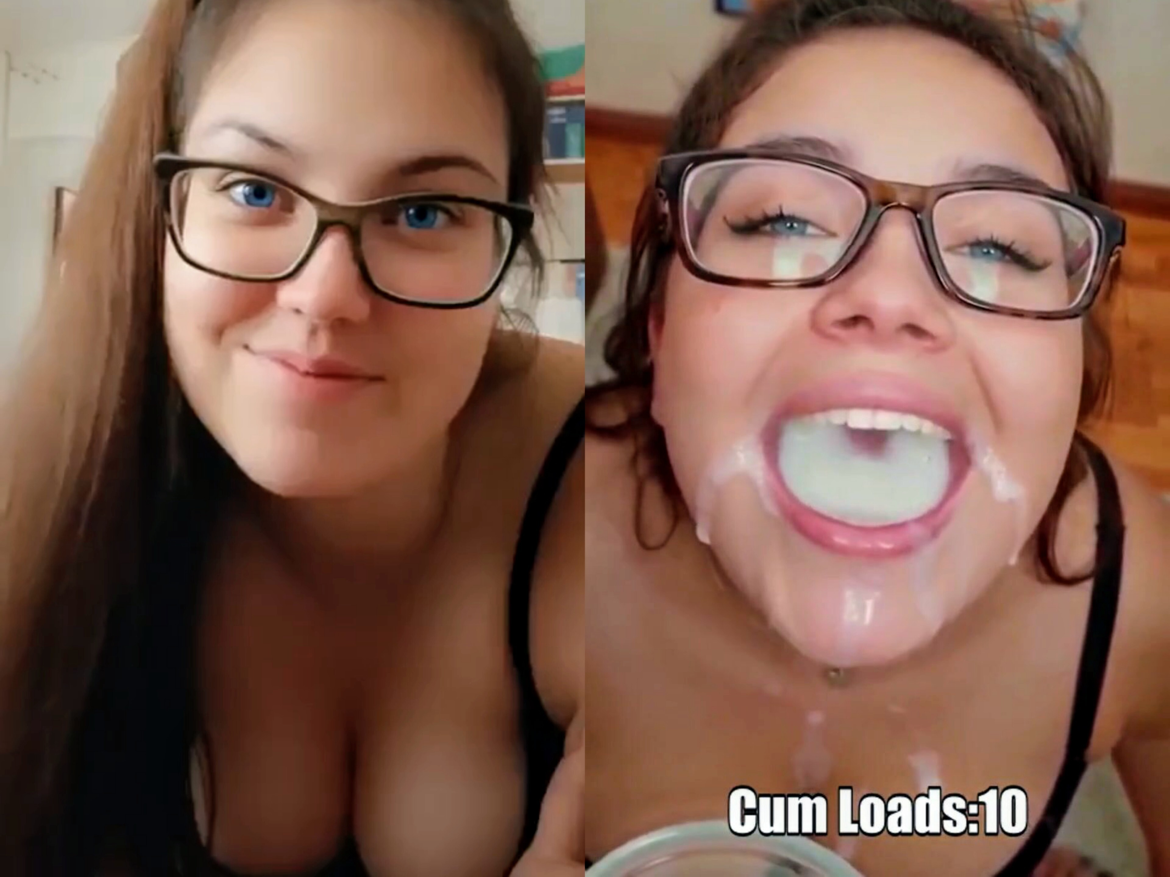 Busty JenKowski before and after bukkake cum swallow