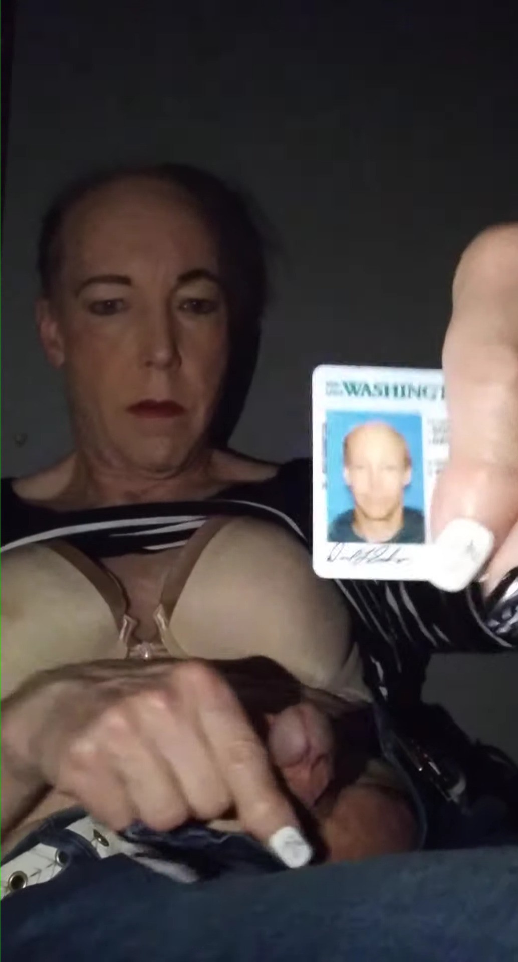 Ordered by Master to remove my wig between sucking strangers in glorhole booth Drivers License Proof
