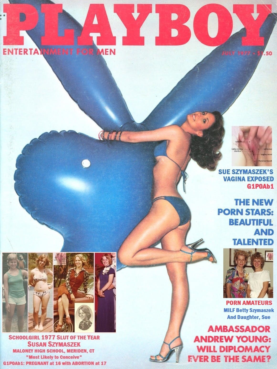Vintage Playboy July 1977 Webslut Susan Szymaszek exposed Gyno G1P0Ab1 vagina MHS1977 girl