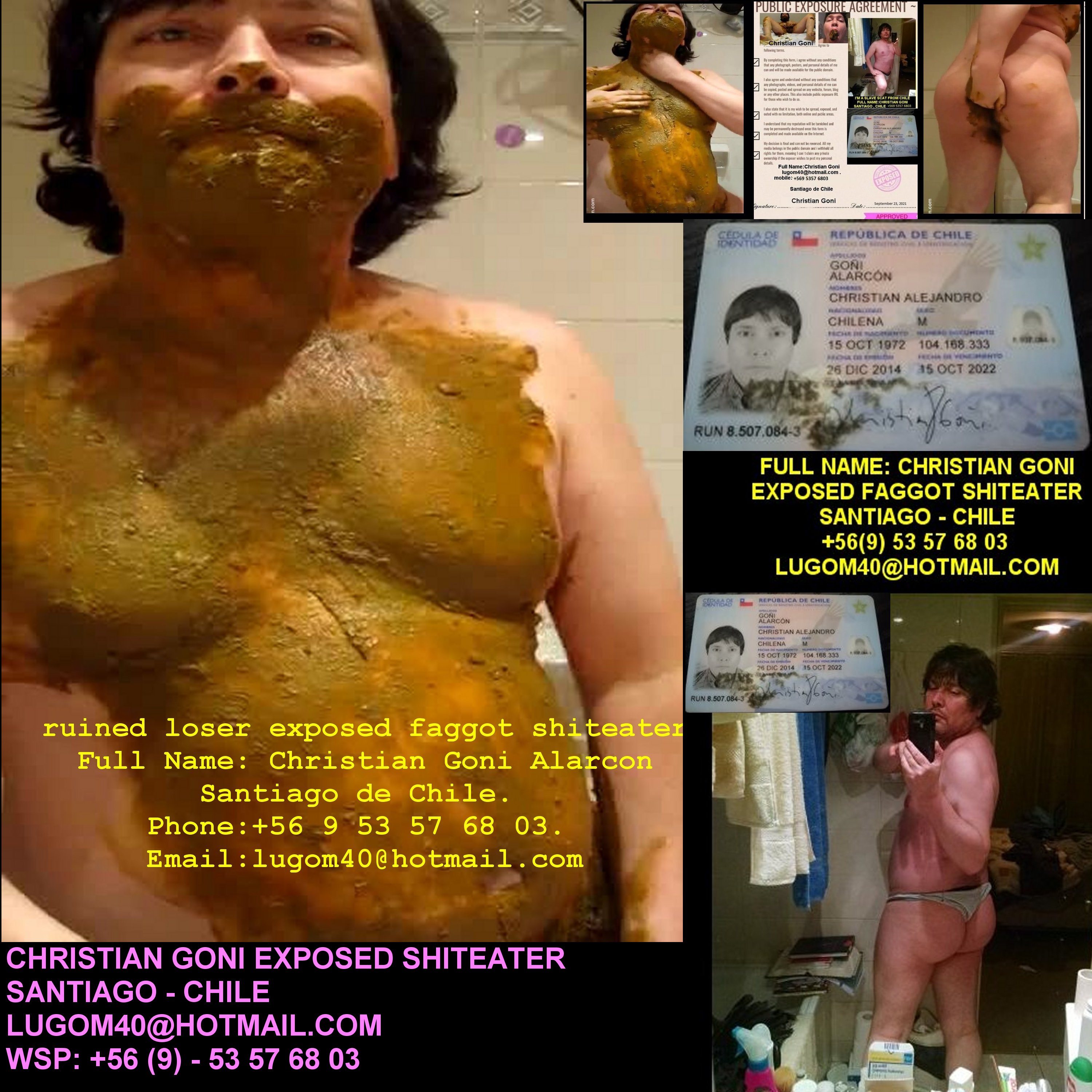 CHRISTIAN GONI THE EXPOSED FAGGOT SHITEATER FROM CHILE SCAT RUINED LOSER HUMILIATION FOREVER