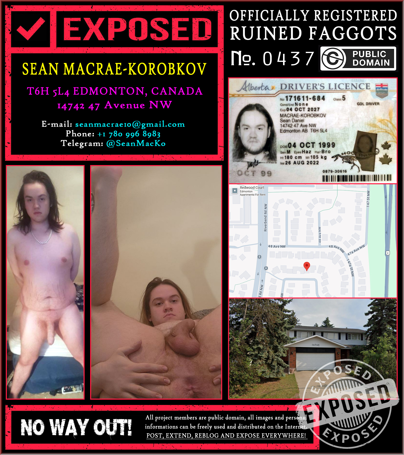 Exposed faggot Sean MacRae-Korobkov 