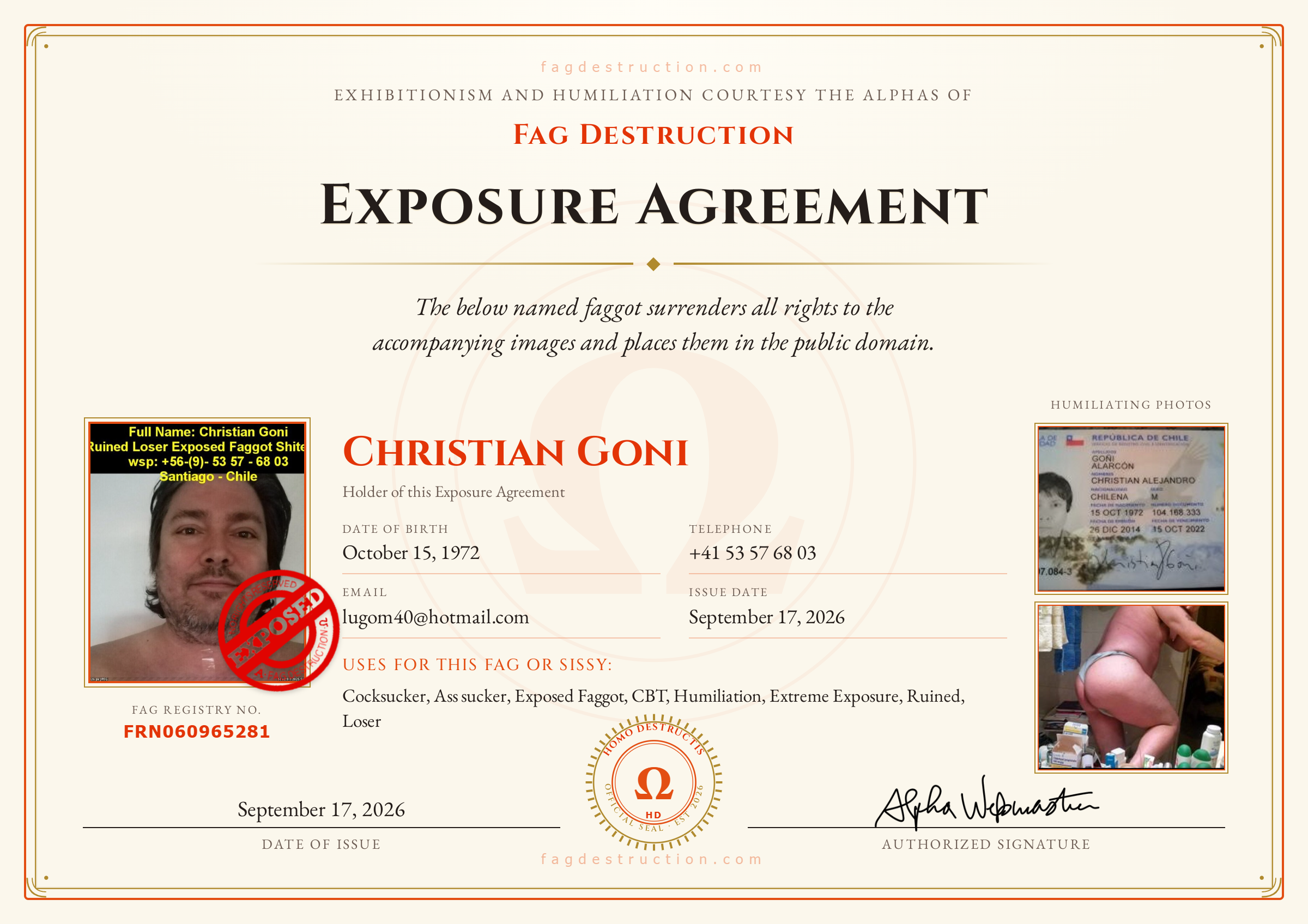 christian goni exposed faggot PEA FAGDESTRUCTION.COM