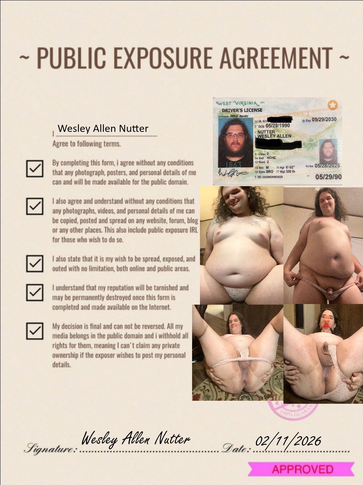 Wesley Nutter public exposure agreement 