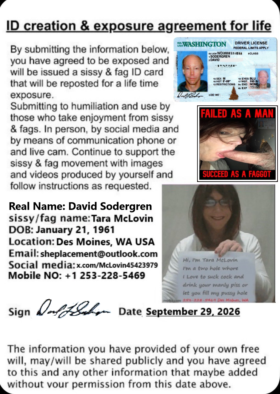 ID and Exposure Agreement for Life Tara McLovin aka David Sodergren